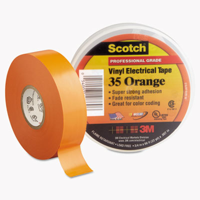 Scotch 35 Vinyl Electrical Color Coding Tape, 3/4" x 66ft, Orange