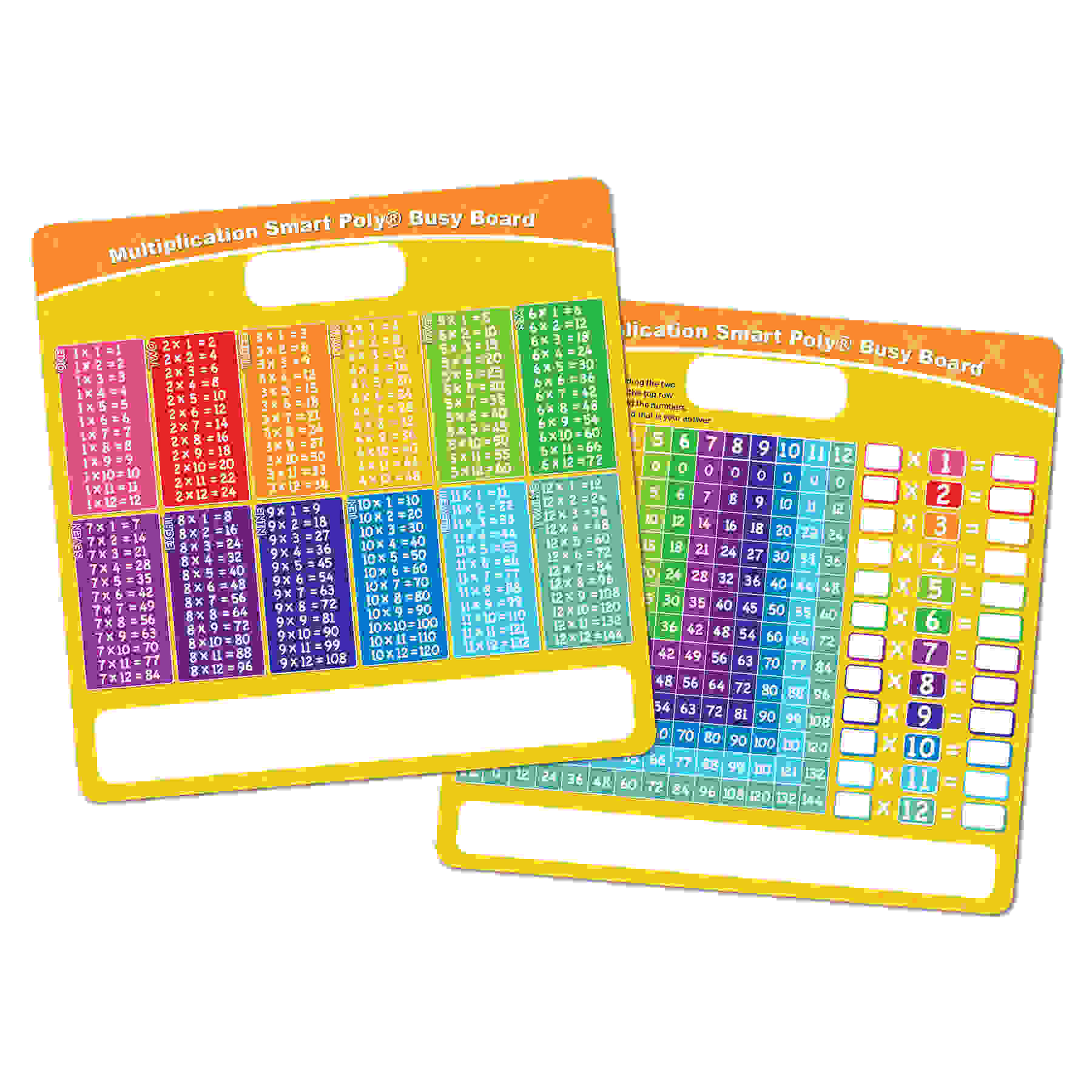 Smart Poly Educational Activity Busy Board, Dry Erase with Marker, 10-3/4" x 10-3/4", Multiplication