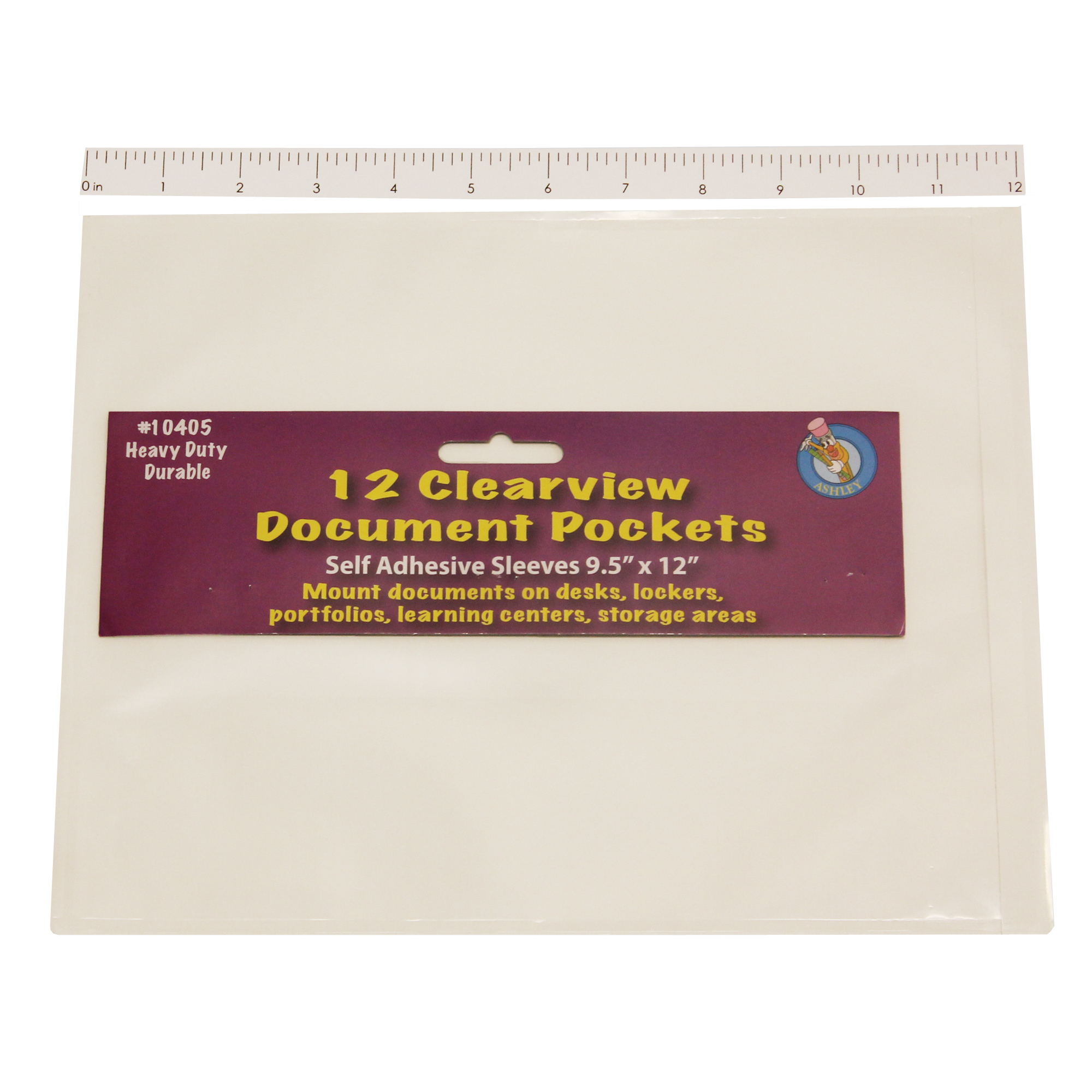 Clear View Self-Adhesive Document Pocket 9" x 12", Pack of 12