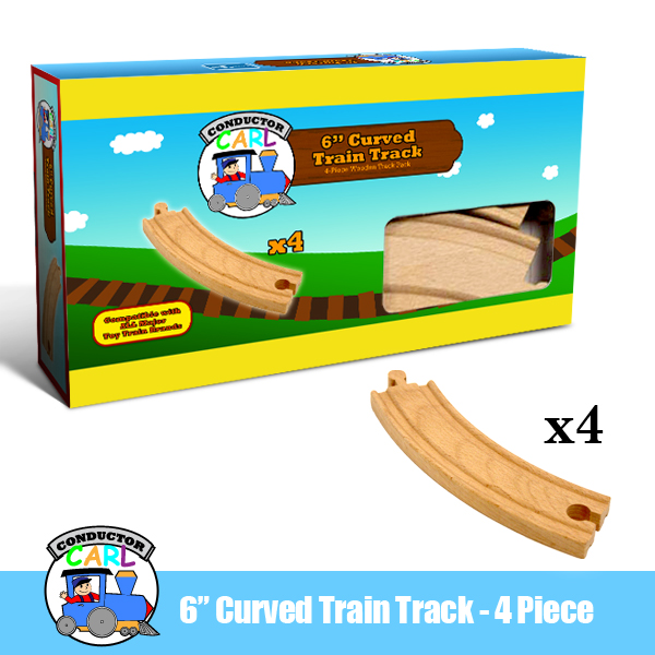 (4) 6 Inch Curved Wooden Train Tracks by Conductor Carl