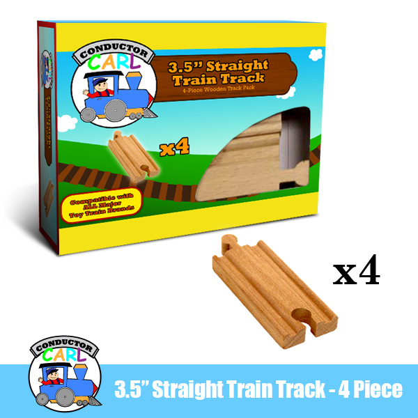 (4) 3.5 Inch Straight Wooden Train Tracks by Conductor Carl