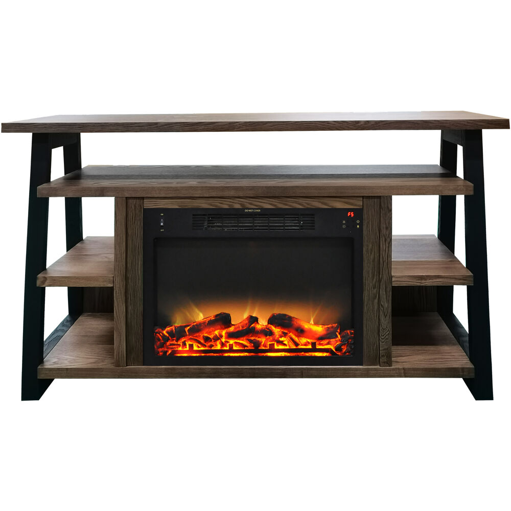 53.1"x15.6"x31.7" Sawyer Fireplace Mantel with Log Land Grate Insert