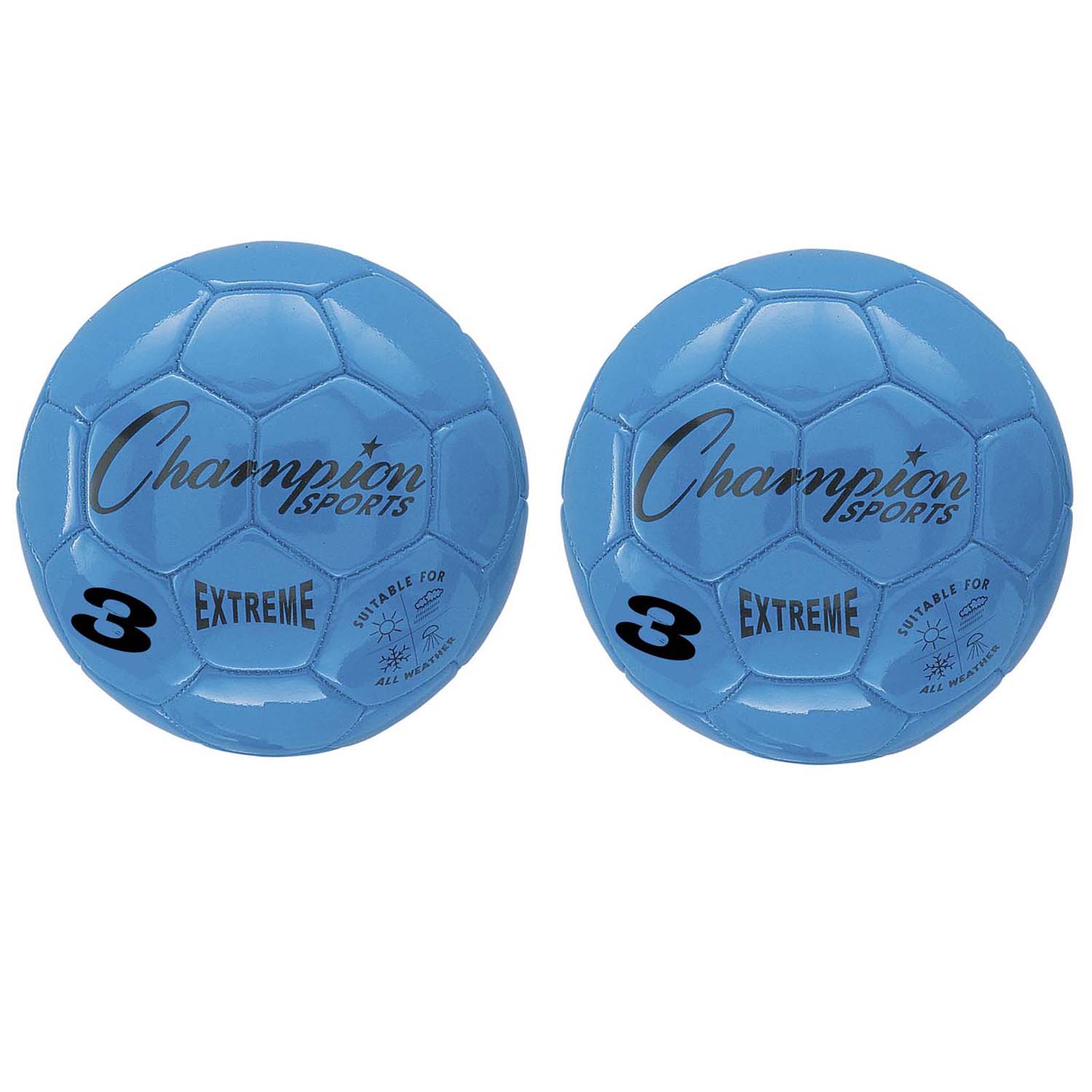 Extreme Soccer Ball, Size 3, Blue, Pack of 2