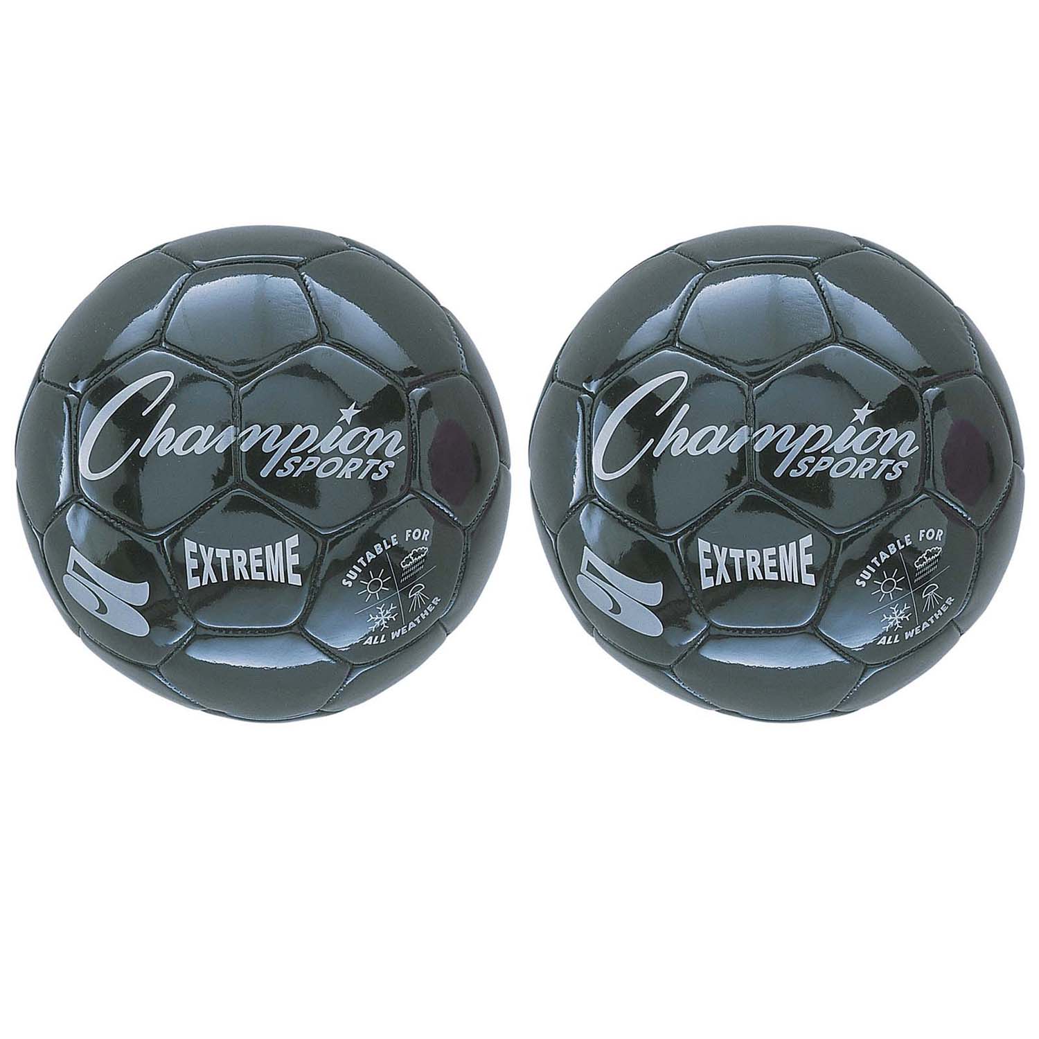 Extreme Soccer Ball, Size 5, Black, Pack of 2