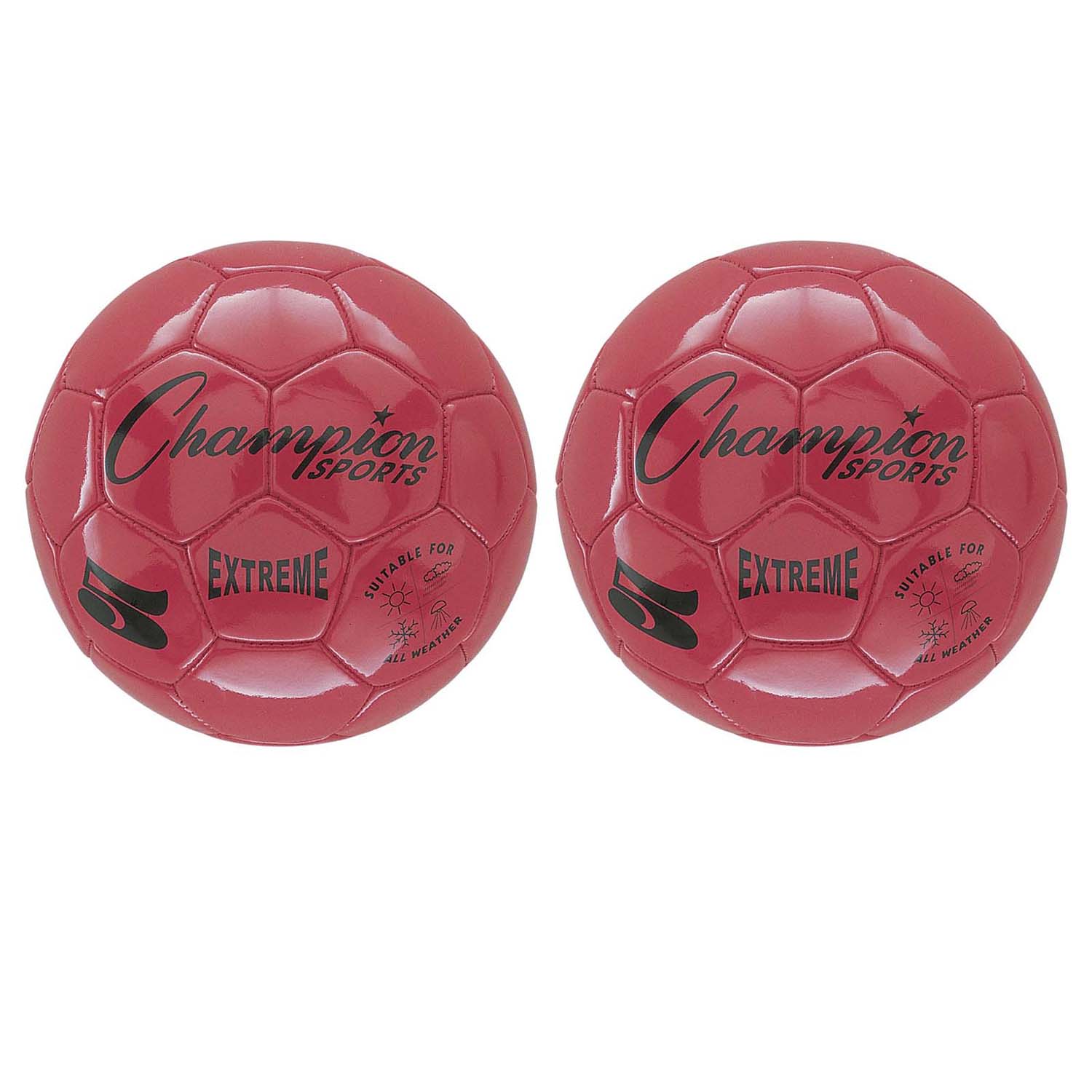 Extreme Soccer Ball, Size 5, Red, Pack of 2