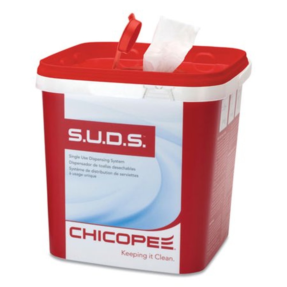 S.U.D.S Bucket with Lid, 7.5 x 7.5 x 8, Red/White, 6/Carton