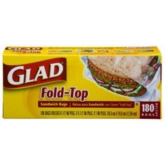 Fold-Top Sandwich Bags, 6 1/2 x 5 1/2, Clear, 180/Box
