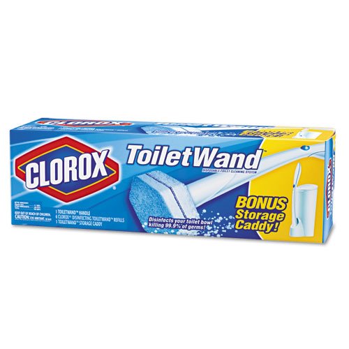 Toilet Wand Disposable Toilet Cleaning Kit: Handle, Caddy & Refills