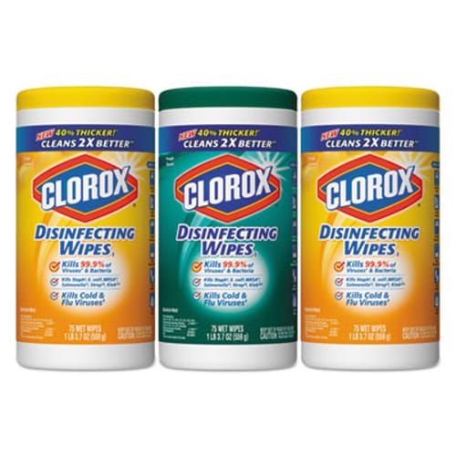 Disinfecting Wipes, 7x8, Fresh Scent/Citrus Blend, 75/Canister, 3/PK