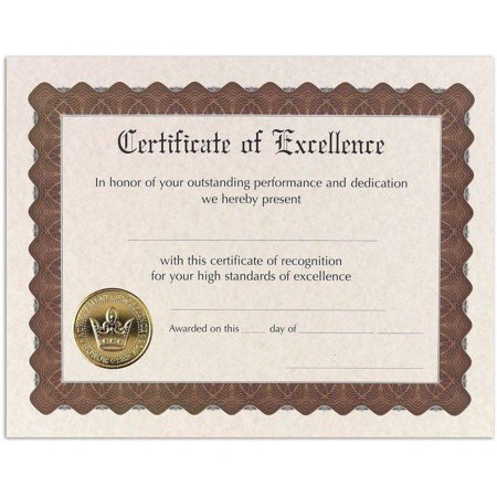 Ready-to-Use Certificates, 11 x 8.5, Ivory/Brown, Excellence, 6/Pack