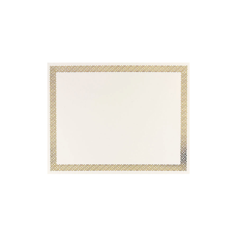 Foil Border Certificates, 8.5 x 11, Ivory/Gold, Braided, 12/Pack