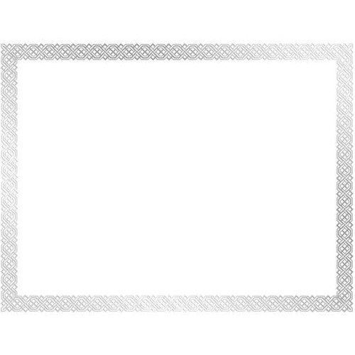 Foil Border Certificates, 8.5 x 11, White/Silver, Braided, 15/Pack