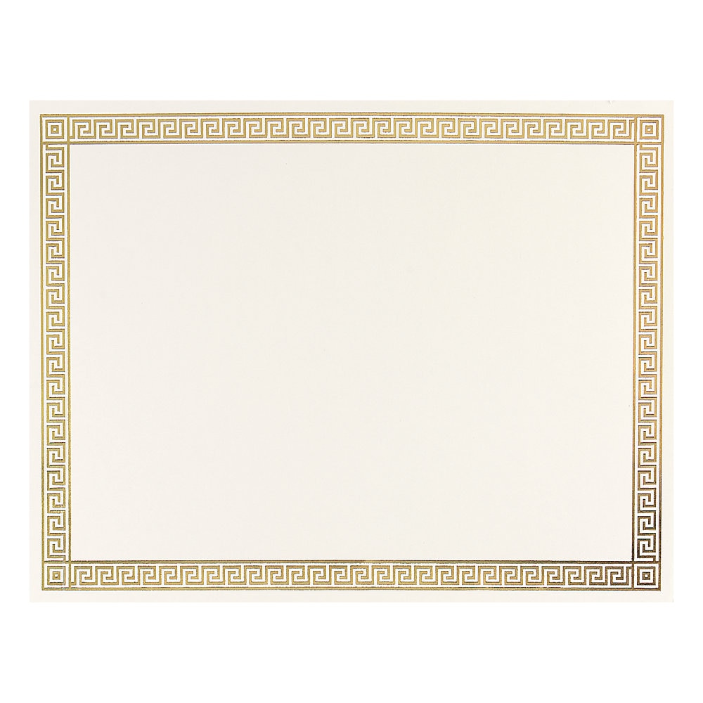 Foil Border Certificates, 8.5 x 11, Ivory/Gold, Channel, 12/Pack
