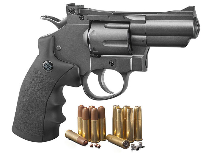 Crosman (Black/ Grey)CO2 Powered Dual Ammo Full Metal Snub Nose Air Revolver