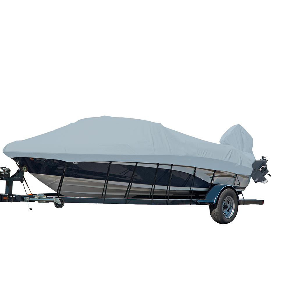 Carver Performance Poly-Guard Styled-to-Fit Boat Cover f/19.5' V-Hull Runabout Boats w/Windshield & Hand/Bow Rails - Gre
