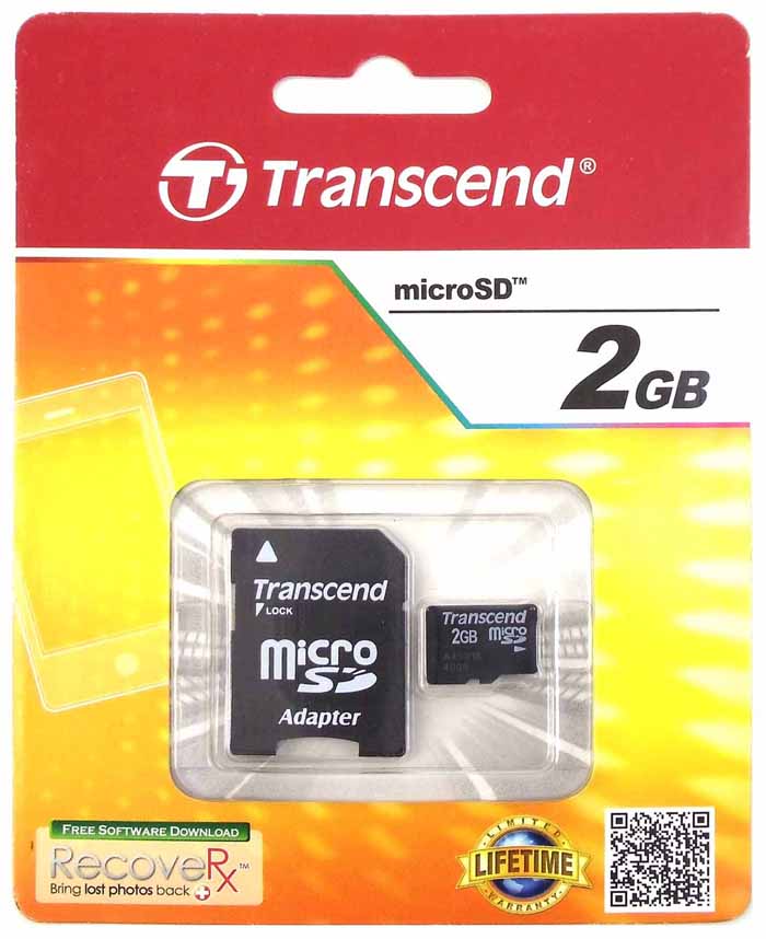 TRANSCEND 2 GB MICRO SD FLASH MEMORY CARD