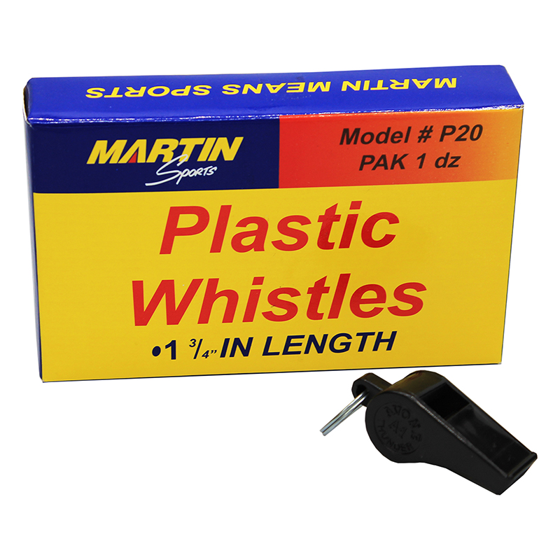 Black Plastic Whistles, Set of 12