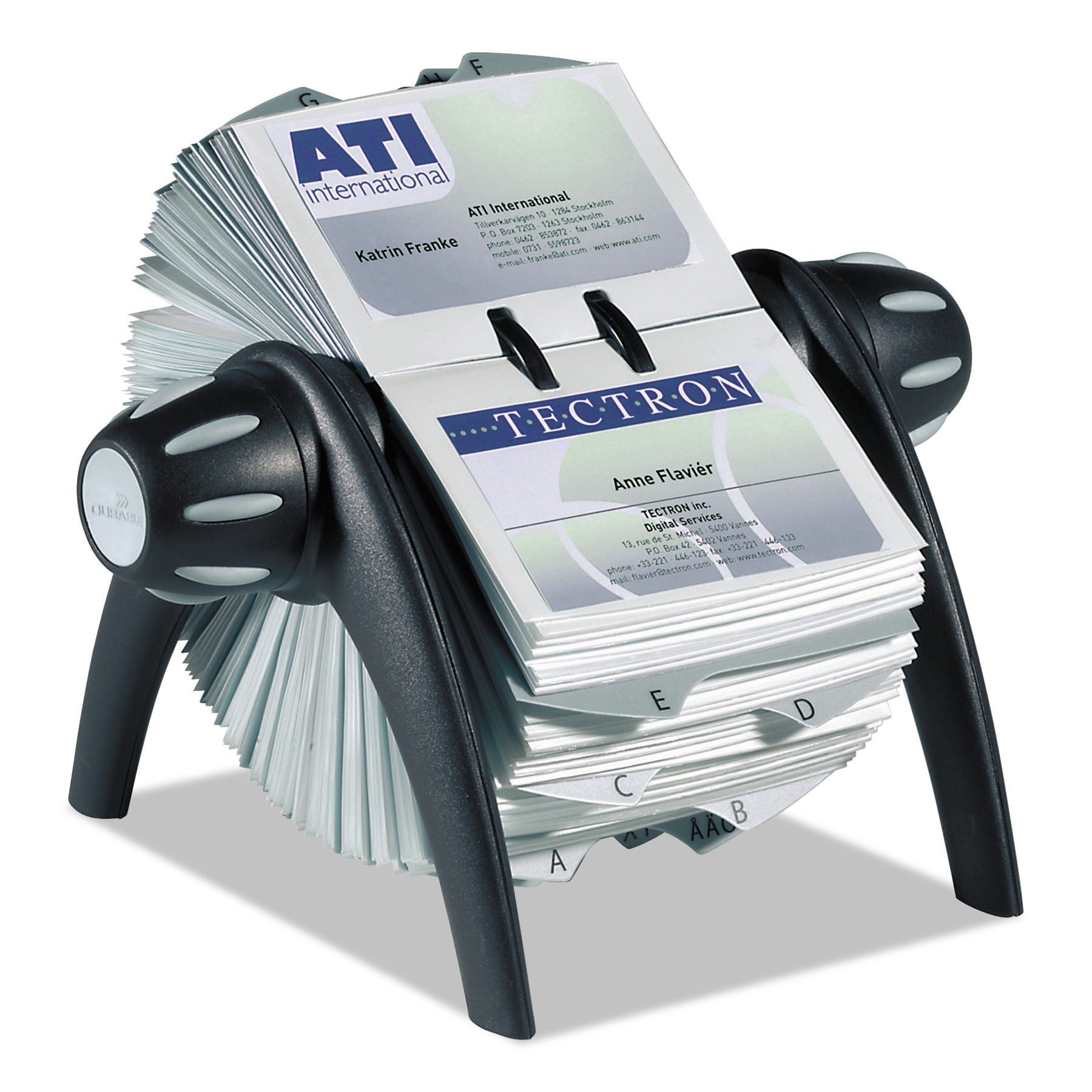 VISIFIX Rotary Business Card File Holds 400 4 1/8 x 2 7/8 Cards, Black/Silver