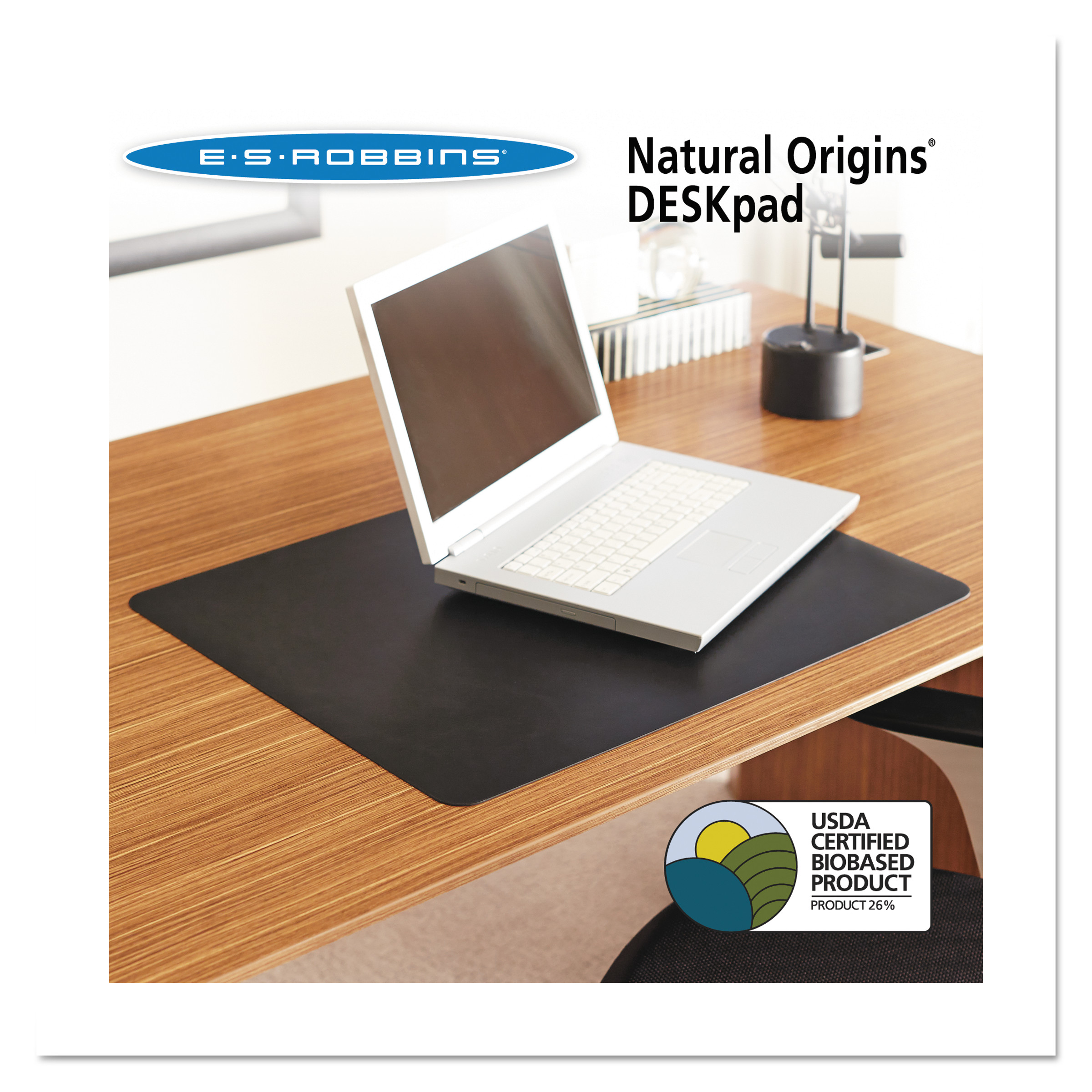 Natural Origins Desk Pad, 38 x 24, Matte, Black