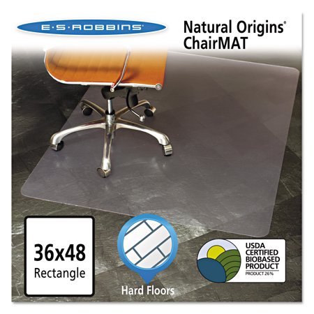 Natural Origins Chair Mat For Hard Floors, 36 x 48, Clear