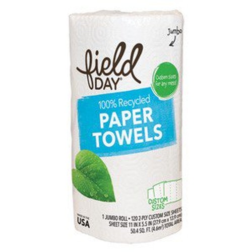Field Day Custom Size 100% Recycled Paper Towel Single Roll (24x1 Pack)