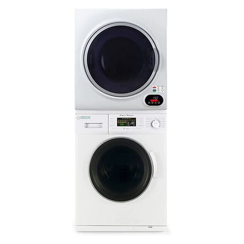 Space-saving  Stackable Washer and Dryer set, Quiet, Winterize, Auto-Dry with Digital Control in White