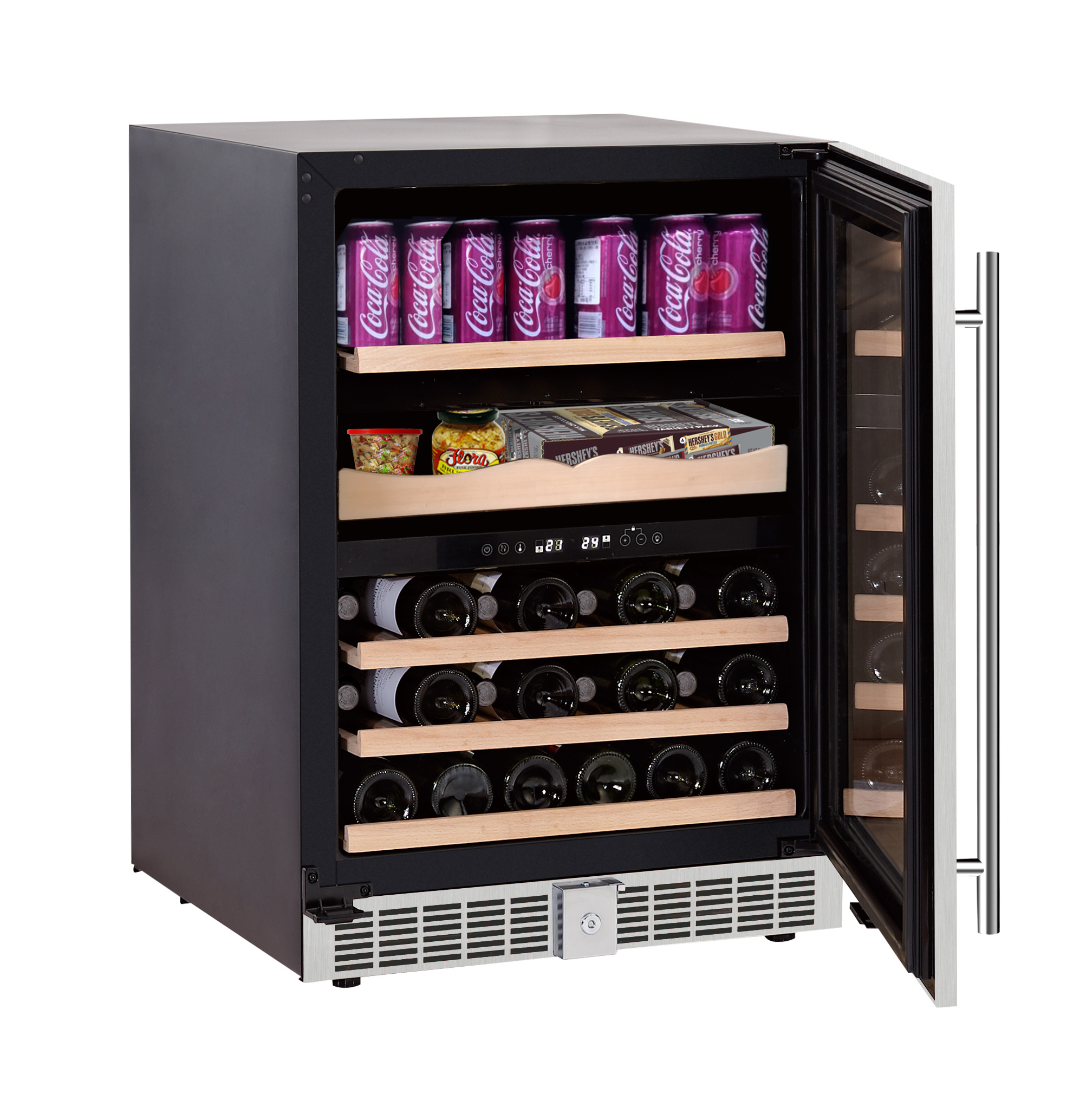 Luxury Gourmet Center Dual Zone in Stainless  Cans, Bottles, Fine Foods