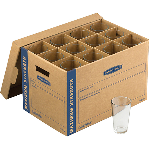 SmoothMove Kitchen Moving Kit, Medium, Half Slotted Container (HSC), 18.5" x 12.25" x 12", Brown Kraft/Blue