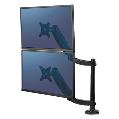 Platinum Series Dual Stacking Monitor Arm, Up to 27"/22lbs., Clamp/Grommet,Black