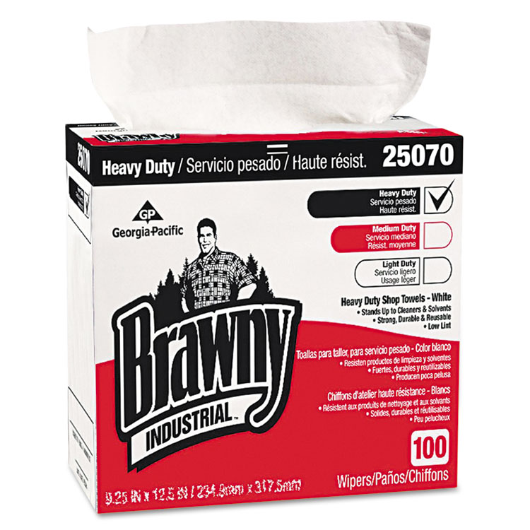 Heavy-Duty Shop Towels, 9 1/8 x 16 1/2, 100/Box, 5 Boxes/Carton