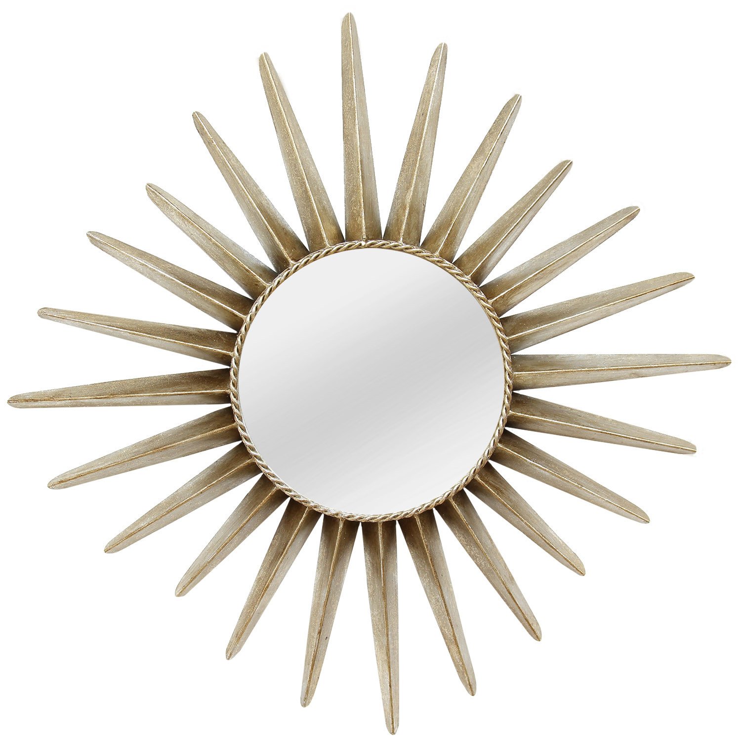 25.75" X 1.5" X 25.75" Bronze Round Sunburst Wall Mirror