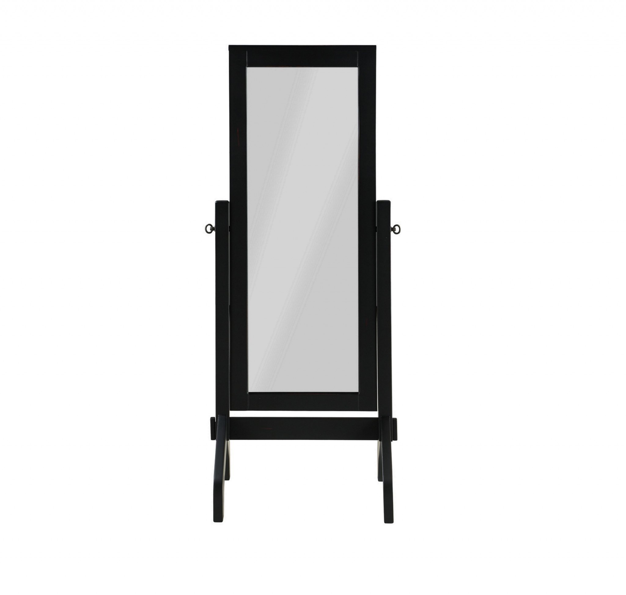 22" X 22.5" X 59" Black Rubberwood Rectangle Mirror