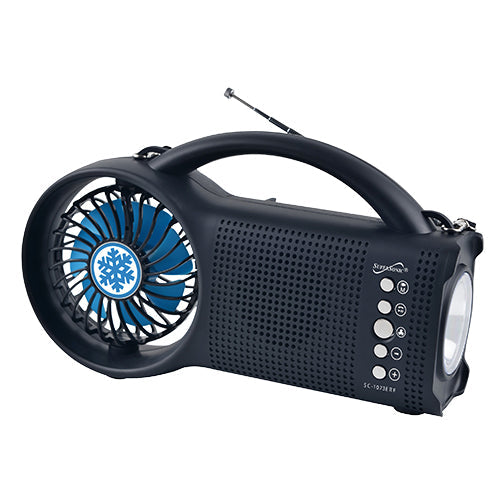 Solar Power Bluetooth Speaker with FM Radio / LED Torch Light / Fan