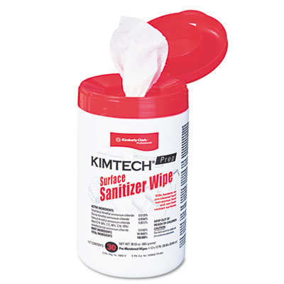 Surface Sanitizer Wipe, 12 x 12, White, 30/Canister