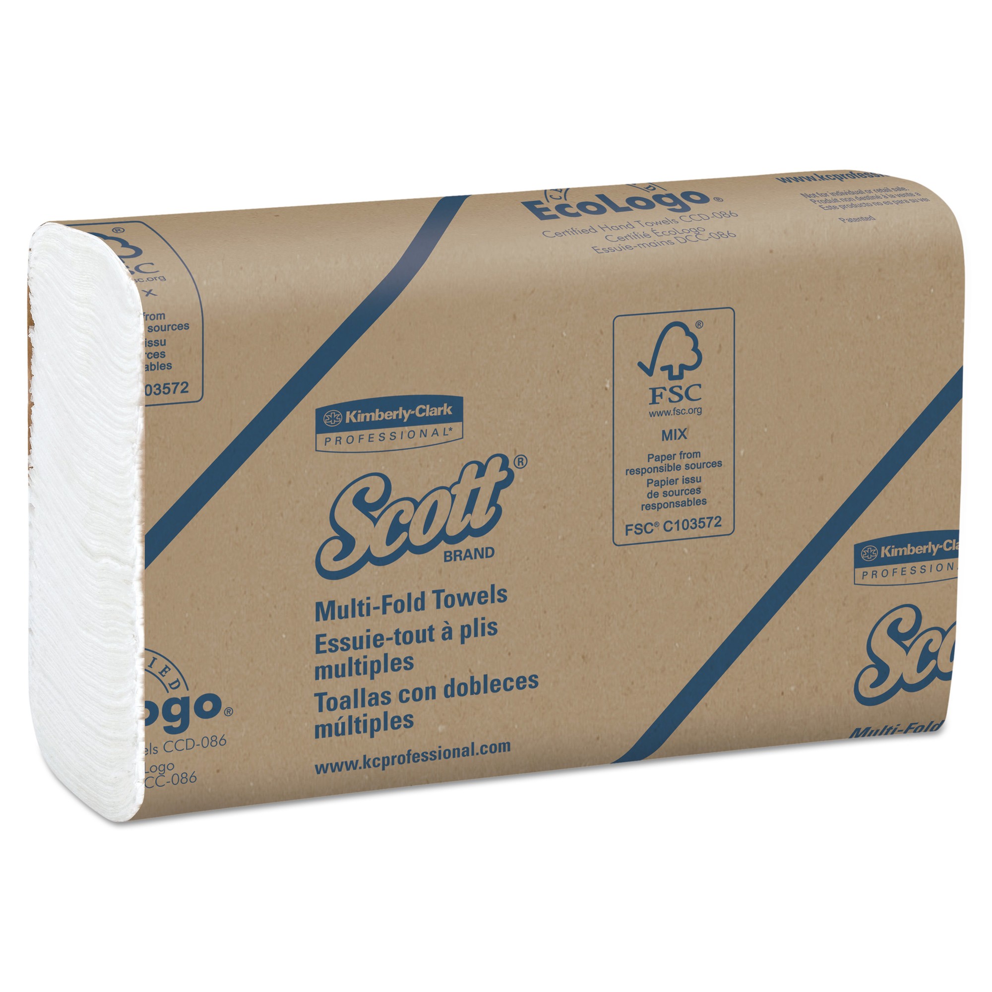 Multi-Fold Paper Towels,8 x 9 2/5, White, 250/Pack, 16 Packs/Carton