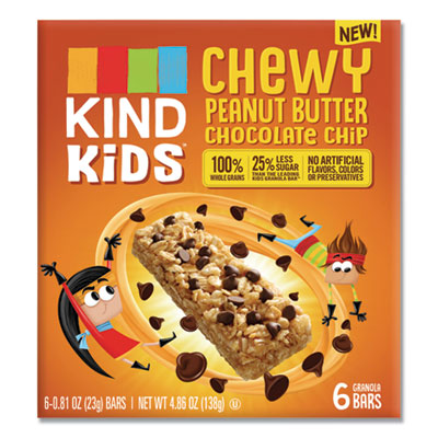Kids Bars, Chewy Peanut Butter Chocolate Chip, 0.81 oz, 6/Pack