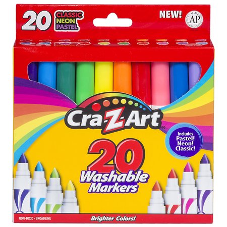 Washable Markers, Broad Bullet Tip, Assorted Classic/Neon/Pastel Colors, 20/Set