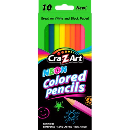 Neon Colored Pencils, 10 Assorted Lead/Barrell Colors, 10/Set