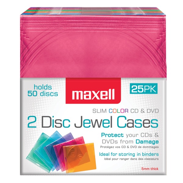 Maxell 190131OD Dual-Disc Jewel Cases, 25 Pack