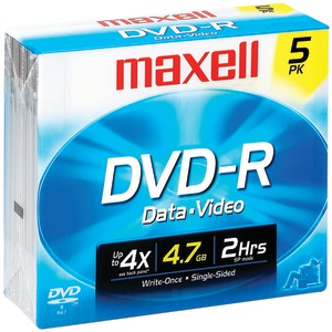 MAXELL 638002 4.7GB 120-Minute DVD-Rs (5 pk)