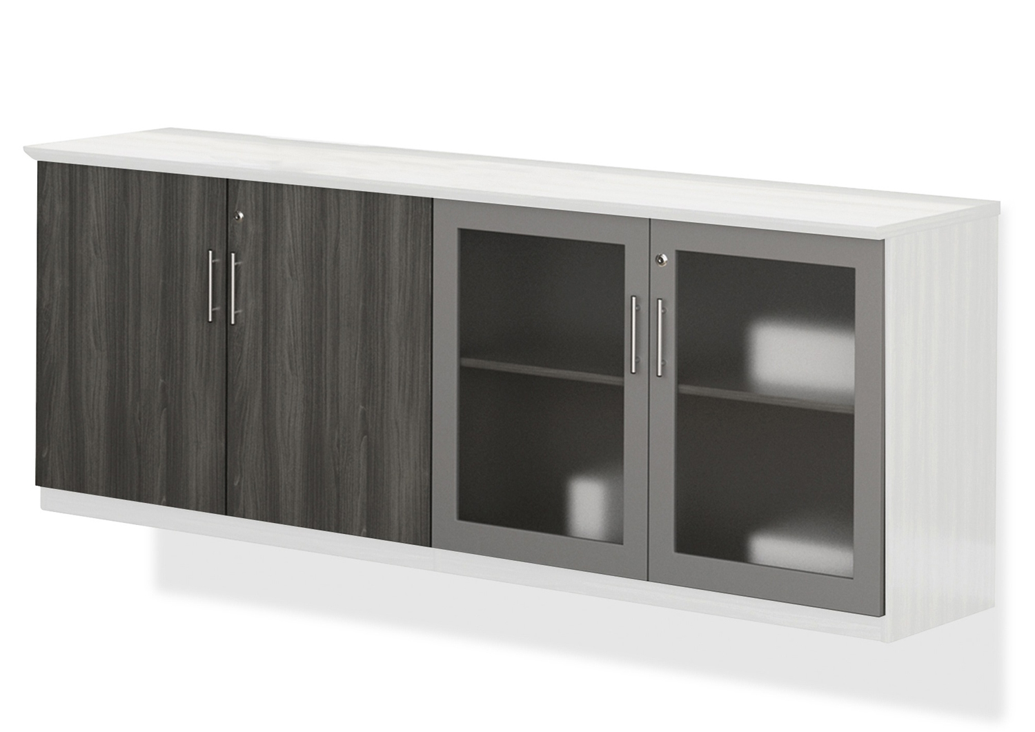 Medina Series Low Wall Cabinet with Doors, 72w x 20d x 29 1/2h, Gray Steel, Box2