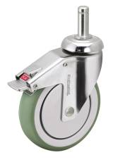 MEDCASTER� ANTIMICROBIAL SWIVEL CASTER WITH 240-POUND CAPACITY AND TOP PLATE FITTING, 6 IN., STAINLESS STEEL
