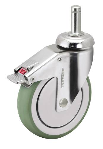 MEDCASTER� ANTIMICROBIAL SWIVEL CASTER WITH 165-POUND CAPACITY AND TOP PLATE FITTING, 3 IN., STAINLESS STEEL