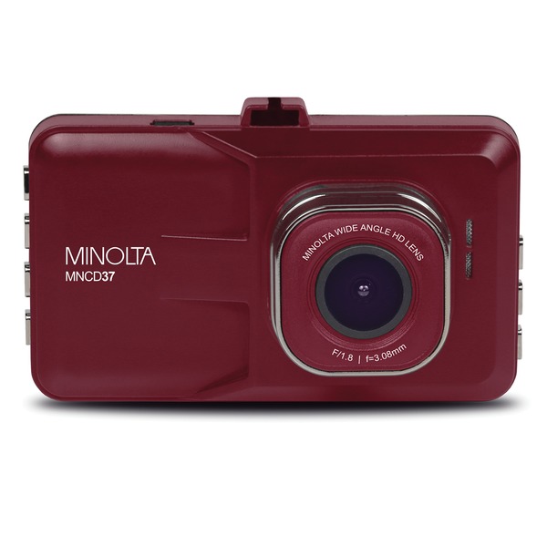 Minolta MNCD37-R MNCD37 1080p Full HD Dash Camera with 3-Inch QVGA LCD Screen (Red)