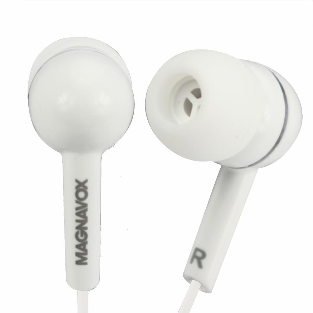 MAGNAVOX SILICON METAL EARBUDS - WHITE