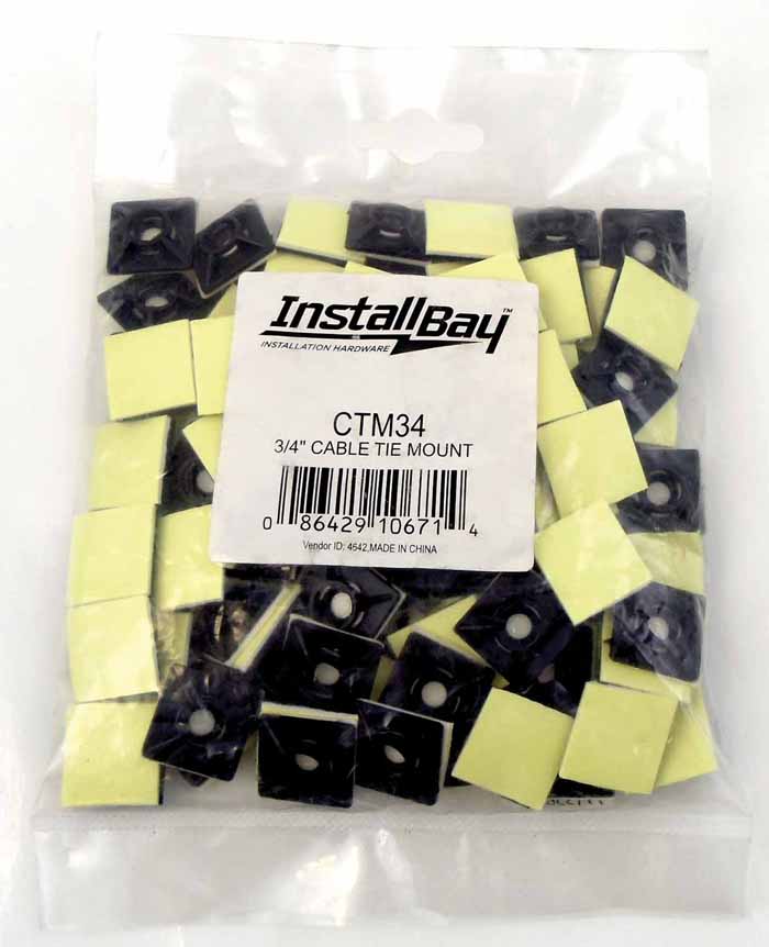 3/4" X 3/4" ADHESIVE BACKED CABLE TIE MOUNT 100PK