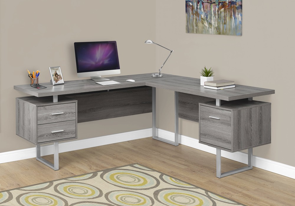 COMPUTER DESK - 70&quot;L / DARK TAUPE LEFT OR RIGHT FACING