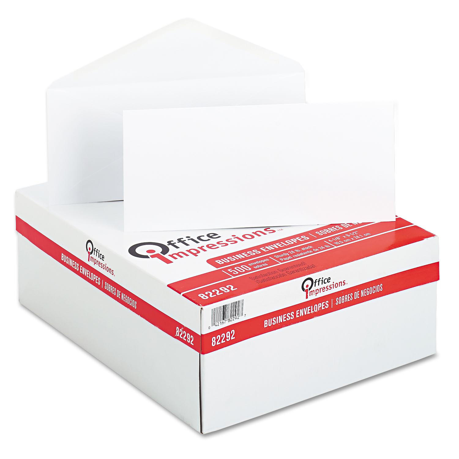 White Envelope, #10, Commercial Flap, Gummed Closure, 4.13 x 9.5, White, 500/Box