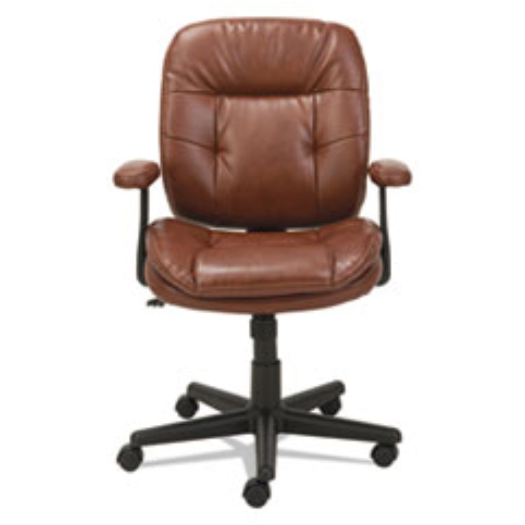 Swivel/Tilt Leather Task Chair, Fixed T-Bar Arms, Chestnut Brown