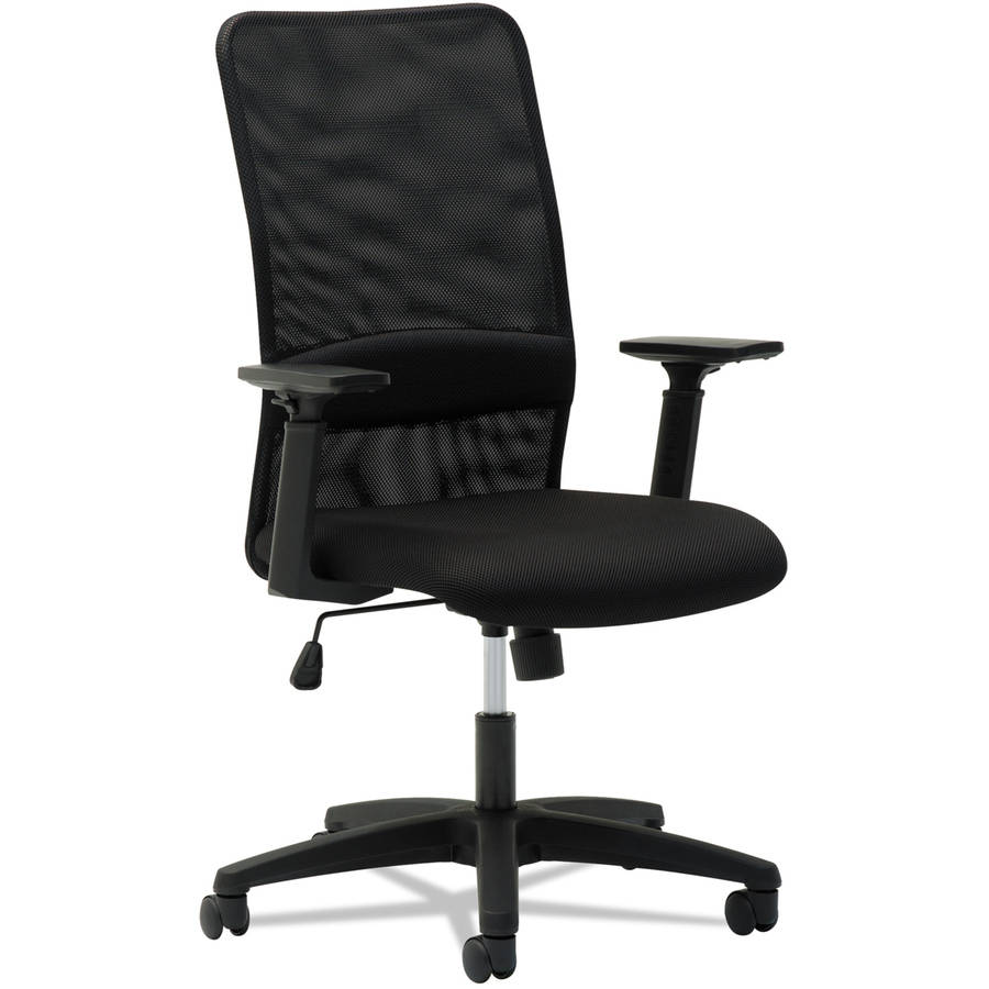 Mesh High-Back Chair, Height Adjustable T-Bar Arms, Black